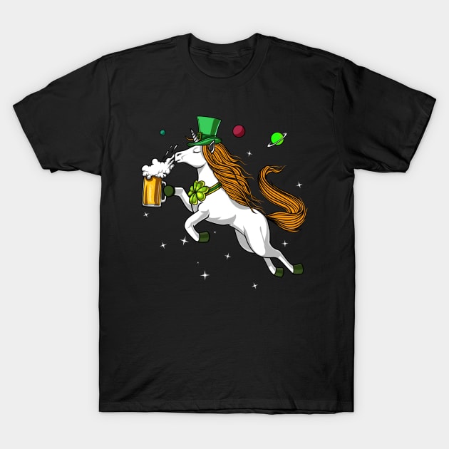 Leprechaun Unicorn St Patricks Day Beer Irish Party T-Shirt by underheaven